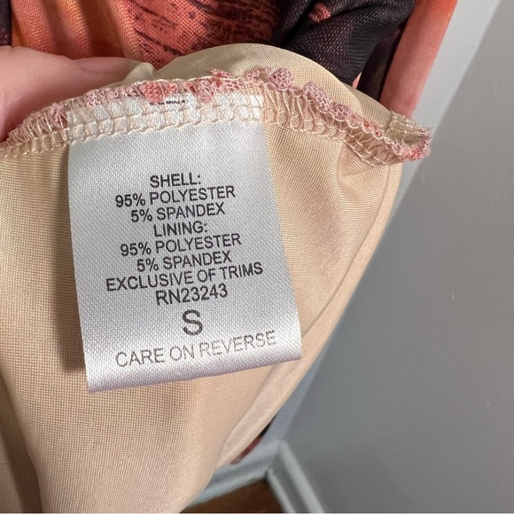 New York & Co Wrap Neck Blouse Orange Pink Marble S - Picture 10 of 10